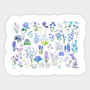 blue and purple flowers collection 2020 Sticker